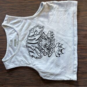 Vans White Crop Top with Black Graphic